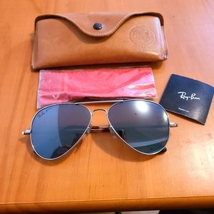 Ray Ban Aviator Sunglasses White Gold Polarized